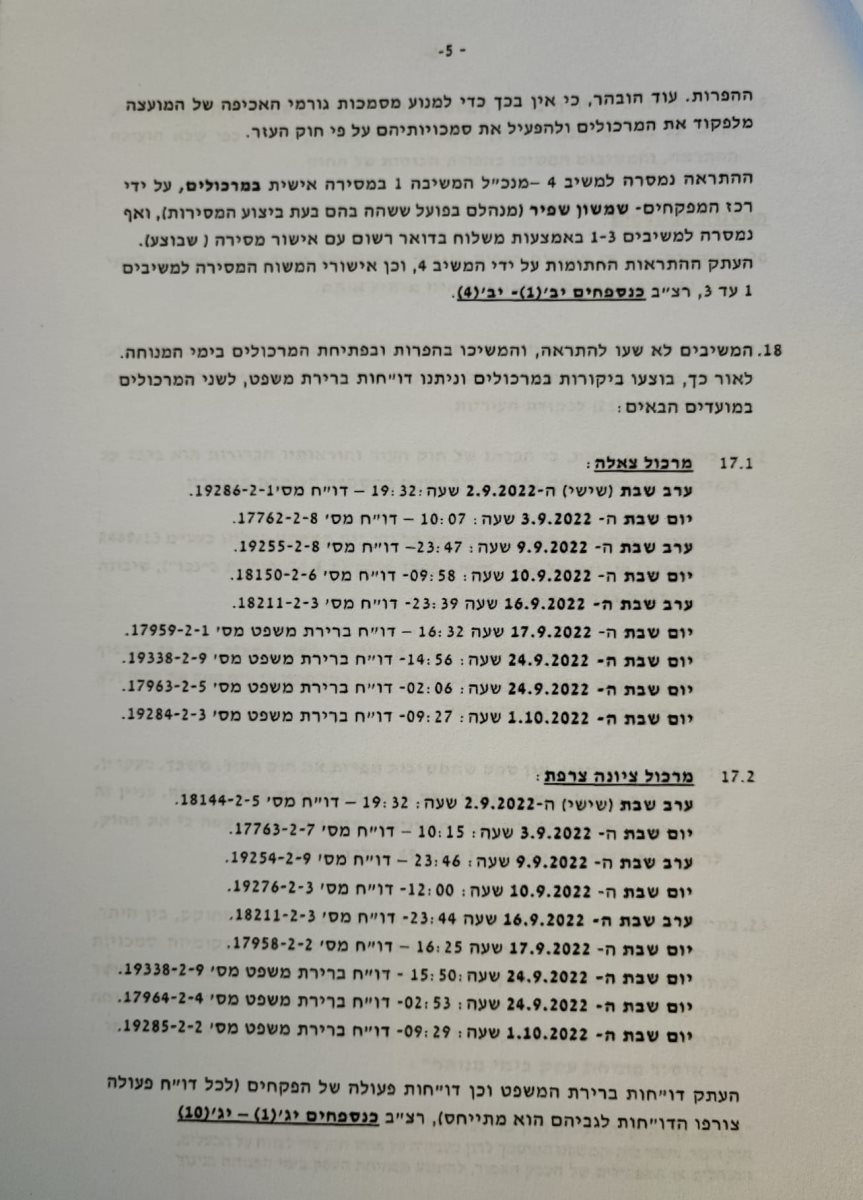 בקשת המועצה שהוגשה לבית המשפט