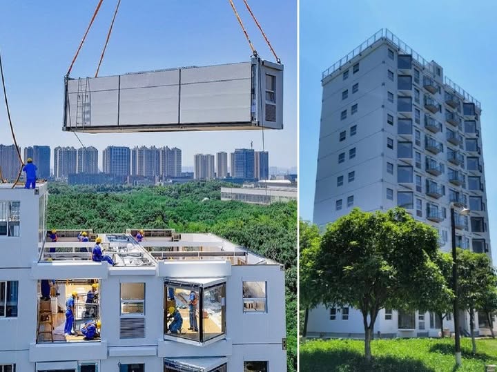 בניין בן 10 קומות בסין נבנה תוך 29 שעות - כולל אבזור מלא של הדירות