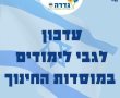 עדכון לימודים בגדרה בשבוע הבא