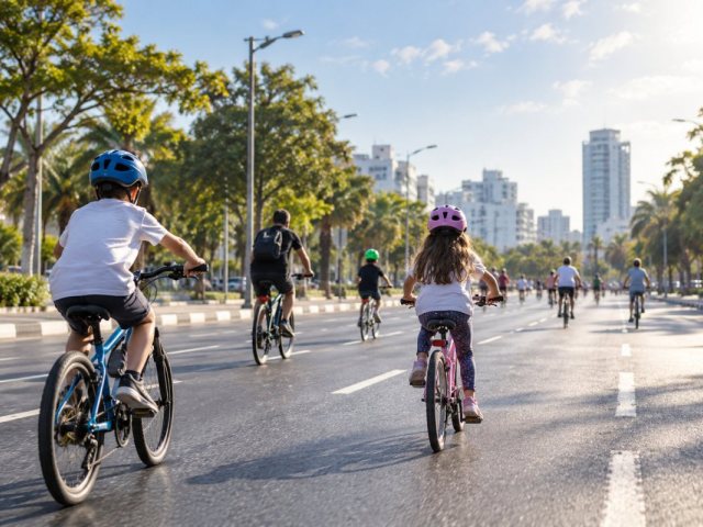 אילוסטרציה רכיבה על אופניים בכיפור (AI)